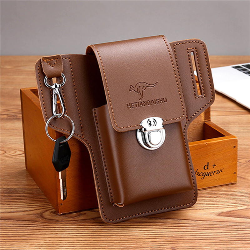 Leather Wallet Men - Borsa da cintura per telefono per