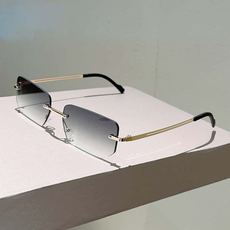 Sunglasses Uv400 - Occhiali da sole rettangolari senza montatura,